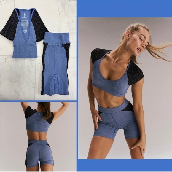 Free People Rise and Shine Bra in Blue Combo NWOT XL - Picture 7 of 8